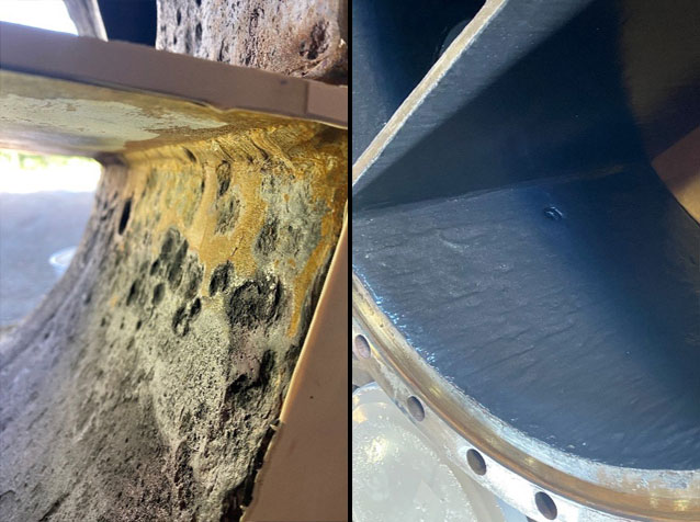 Refinery Hot-Swap Success: Curran International Delivers Rapid Turnaround Coating Solution 2 before after curran coating